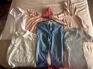 Sz Large Capsule Wardrobe Clothing Lot 7 Pc Tory Burch Sport Levis Sweater Jeans